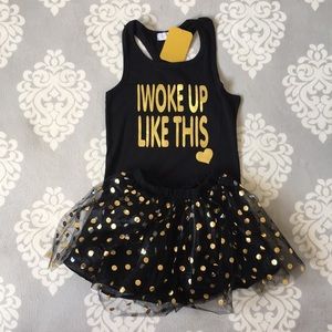 I Woke Up Like This - Girl Set: Tank, Tutu 💛🖤